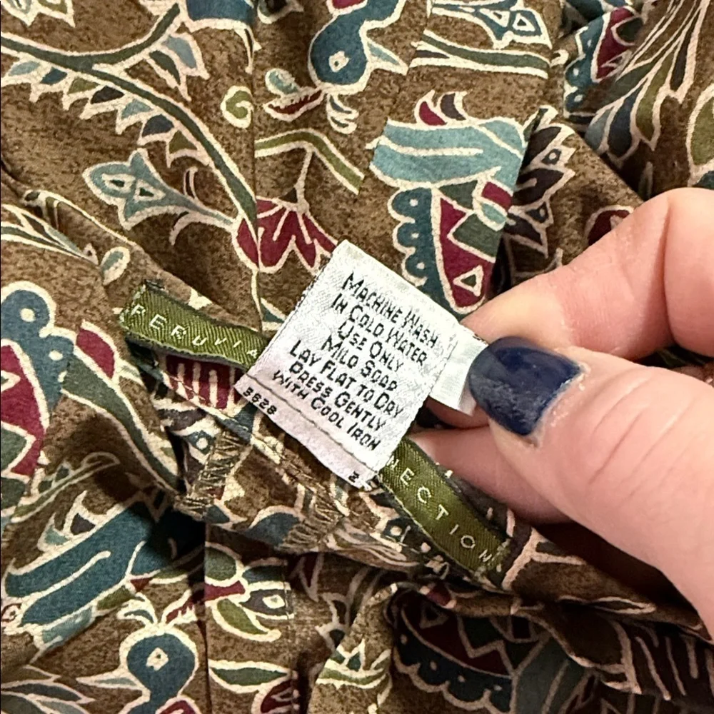 Peruvian Connection Jewel Tone Floral Kick Pleat Midi Length Cotton Skirt 16 - Picture 7 of 8
